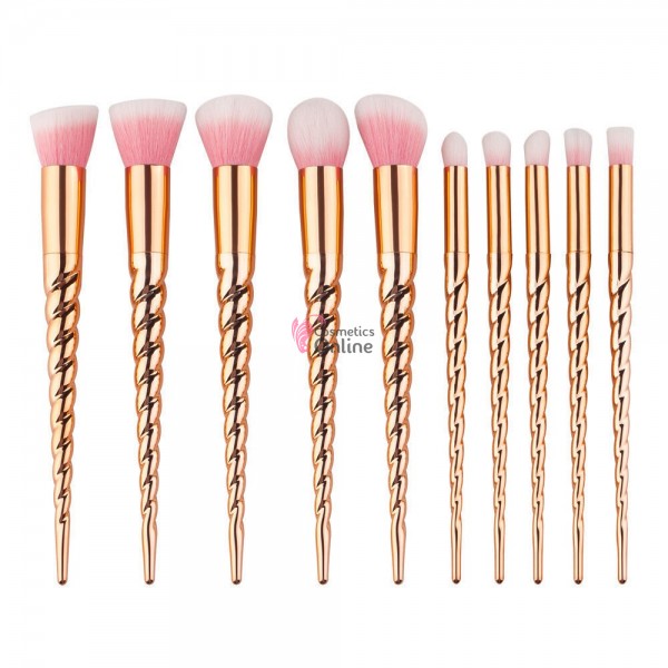 Pensule de Make-up 10 bucati Unicorn Rose Profesionale MKB20 - 92862